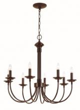Trans Globe 9018 ROB - 8LT CHANDELIER- J ARM- BRONZE